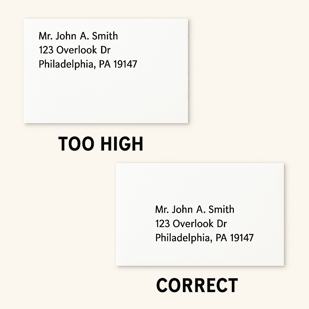 Common letter addressing mistakes comparison showing wrong vs correct envelope formatting examples 2025