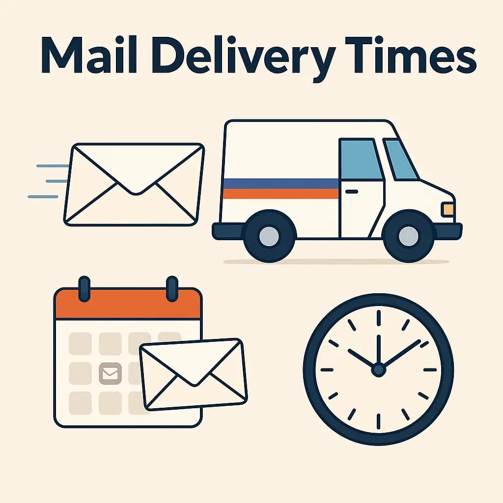 USPS Mail Delivery Times by State Map showing delivery zones and timeframes