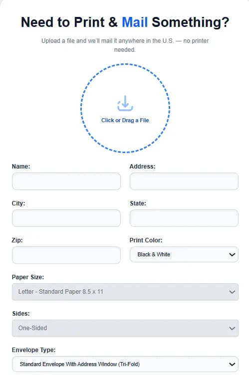 Example of uploading a document to an online mail service