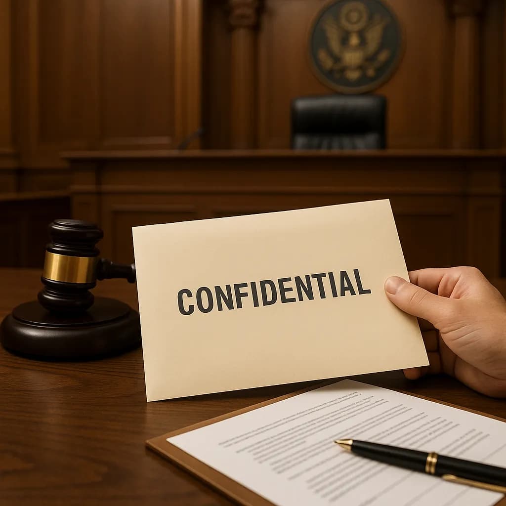 Legal documents being prepared for certified mail delivery