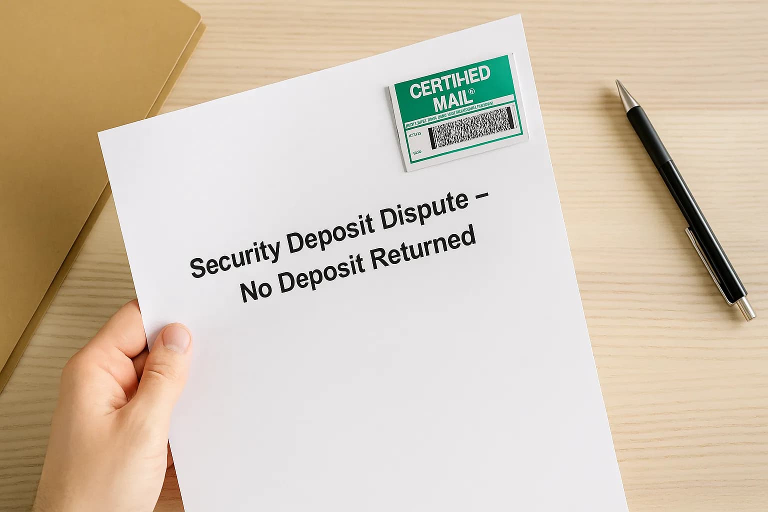 Security deposit dispute letter being sent by certified mail